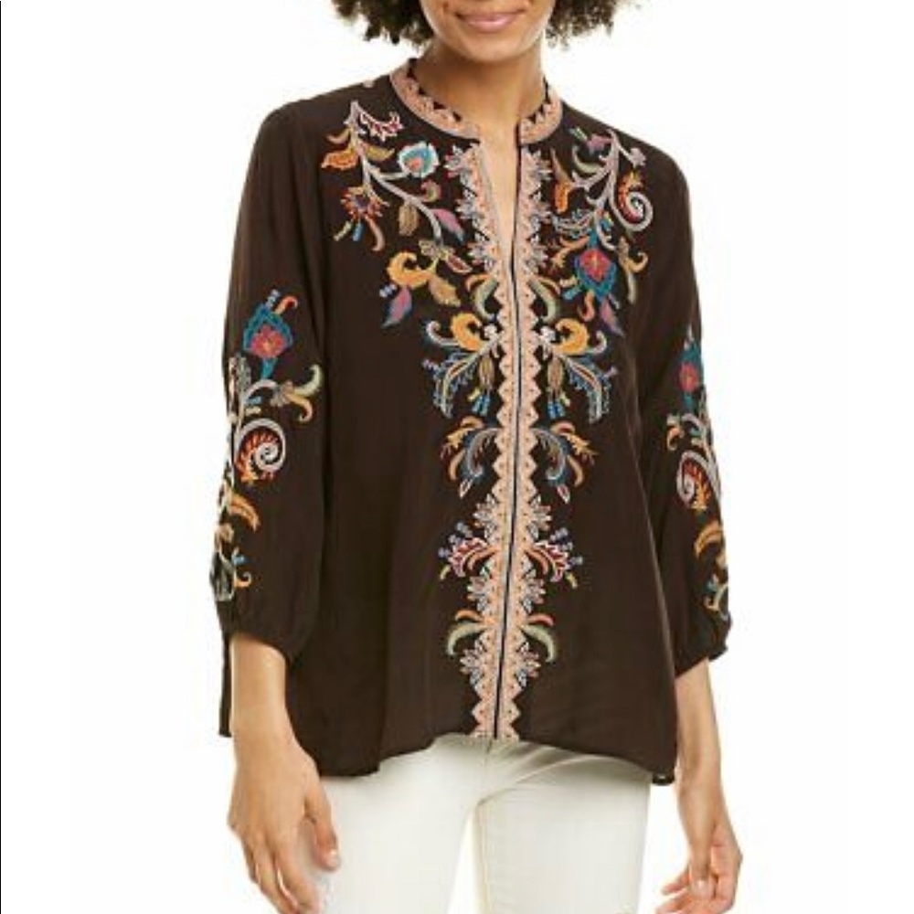 Johnny Was Pramila Silk Blouse size Large